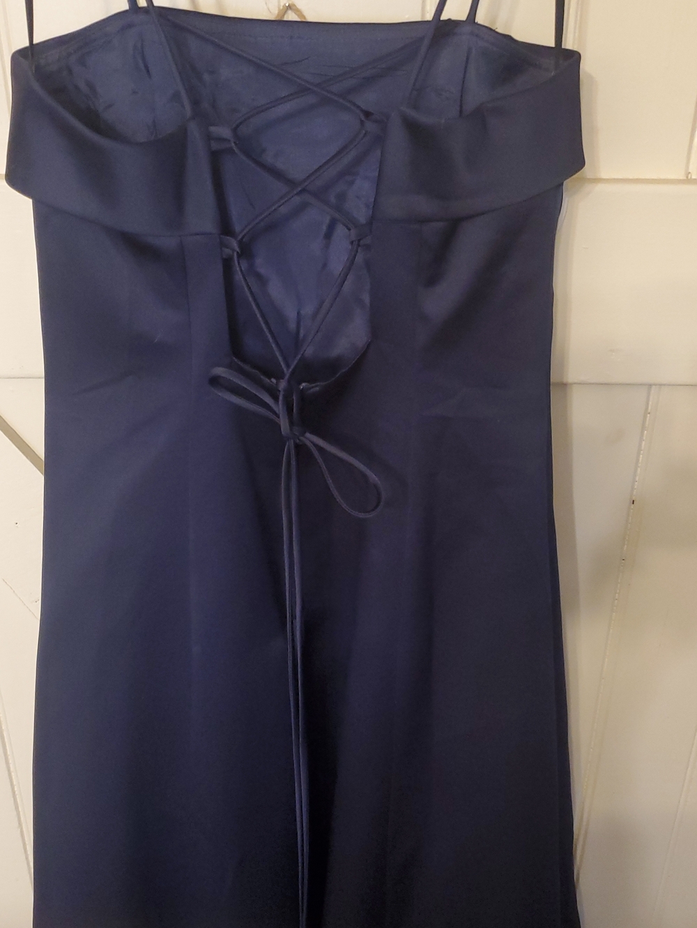 Navy Lace-Up Spaghetti Strap Dress